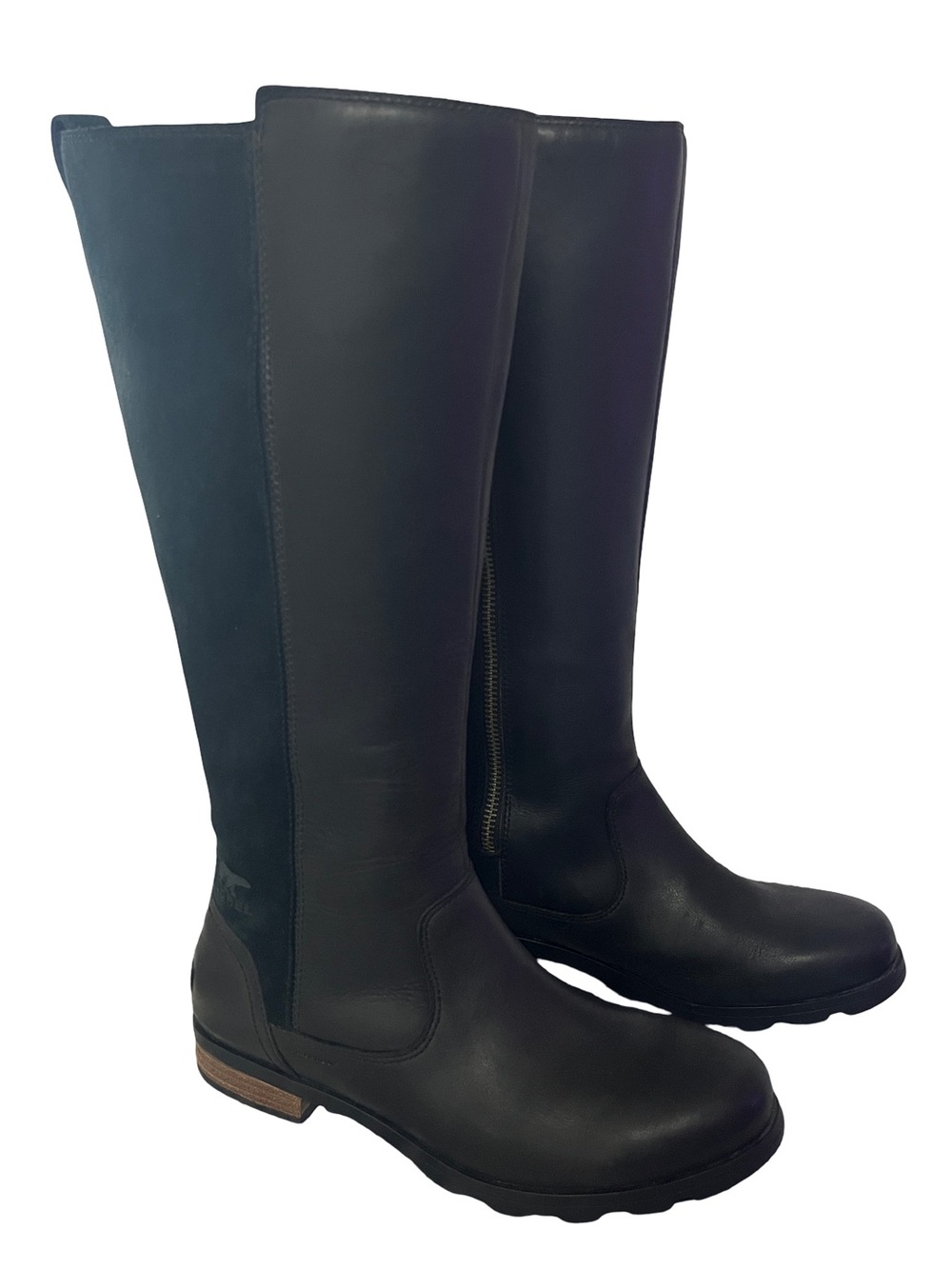 Sorel NL3311 Tall Black Leather Suede Riding Boots Women’s 8.5